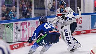 Ingolstadts Schlussmann Jonas Stettmer klärt in dieser Szene die Scheibe vor dem heraneilenden Tigers-Stürmer Jamieson Rees. Am Ende gewannen die Niederbayern am vergangenen Freitag das Duell mit dem Ex-Goalie der Eisbären Berlin mit 4:1, wobei sich Stettmer selbst nur zweimal überwinden ließ. Ingolstadts Schlussmann Jonas Stettmer klärt in dieser Szene die Scheibe vor dem heraneilenden Tigers-Stürmer Jamieson Rees. Am Ende gewannen die Niederbayern am vergangenen Freitag das Duell mit dem Ex-Goalie der Eisbären Berlin mit 4:1, wobei sich Stettmer selbst nur zweimal überwinden ließ.