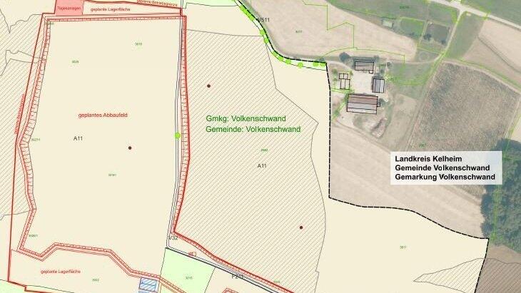 Situierung und Umgriff des geplanten Abbaugebietes. Situierung und Umgriff des geplanten Abbaugebietes.