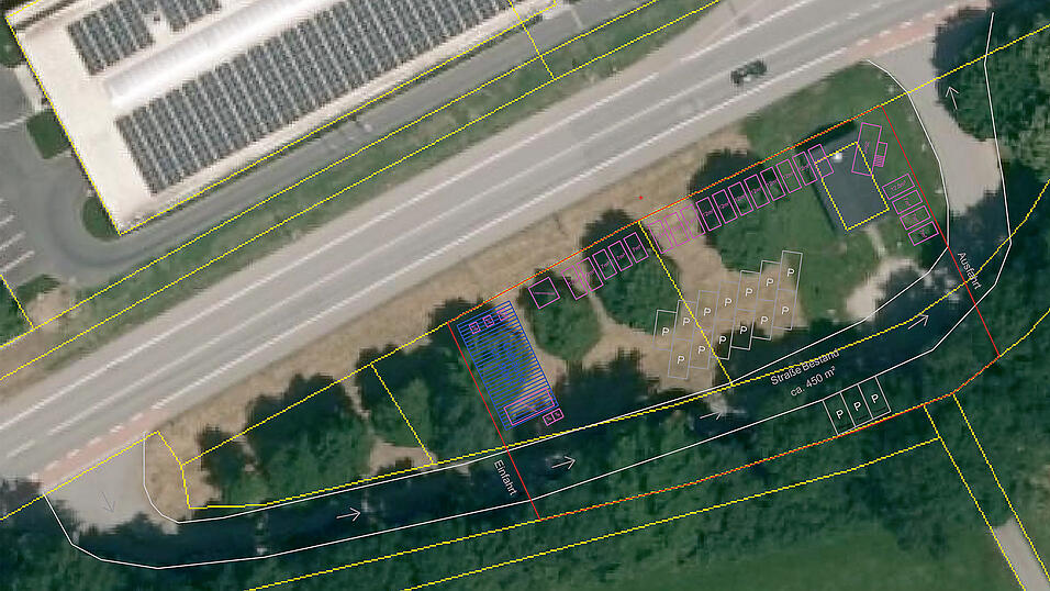 Dies w&auml;re eine m&ouml;gliche Planung, wie der Recyclinghof mit der Anordnung der Container aussehen k&ouml;nnte.