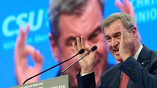 Markus Söder hält auf dem CSU-Parteitag eine kämpferische Rede. Markus Söder hält auf dem CSU-Parteitag eine kämpferische Rede.