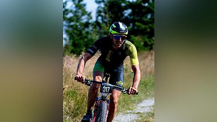 Armin Duschner bei den Deutschen Meisterschaften im Mountainbike-Marathon XCM. Er belegte den vierten Platz.