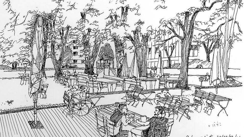 Biergartenszene beim Ochsenwirt - eingefangen von Helmut Wartner.
