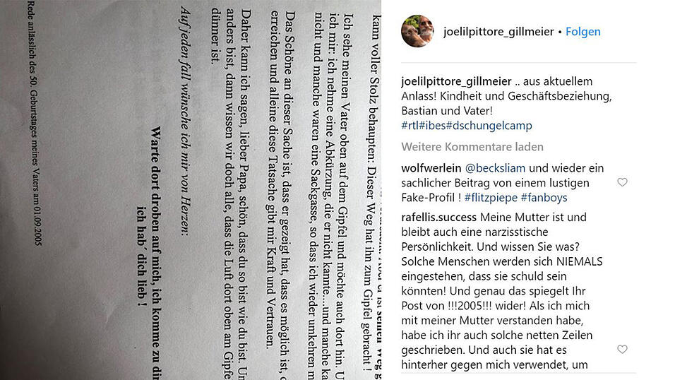 Das postete Josef Gillmeier auf Instagram, um sich gegen die Prügel-Vorwürfe seines Sohnes Bastian Yotta zu wehren. Das postete Josef Gillmeier auf Instagram, um sich gegen die Prügel-Vorwürfe seines Sohnes Bastian Yotta zu wehren.
