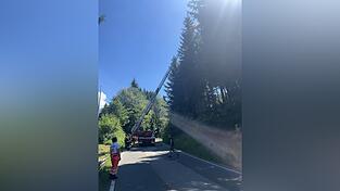 Im Einsatz war die Drehleiter der Feuerwehr Neukirchen b. Hl. Blut.