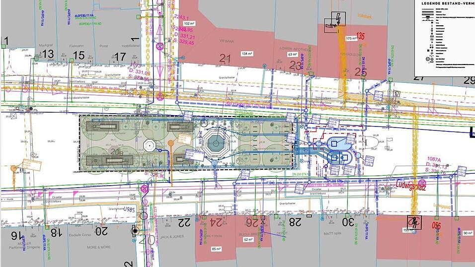 Dieser Plan f&uuml;r die Umbauarbeiten am Ludwigsplatz l&auml;sst erahnen, wie kompliziert die Baustelle wird, die ab Mitte M&auml;rz auf die Straubinger zukommt.