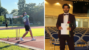 Abdul Rasooli mit seinem Zeugnis bei der Abschlussfeier der Marianne-Rosenbaum-Schule. In seiner Freizeit spielt er gerne Cricket. Abdul Rasooli mit seinem Zeugnis bei der Abschlussfeier der Marianne-Rosenbaum-Schule. In seiner Freizeit spielt er gerne Cricket.