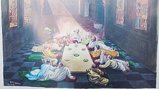 Ungew&ouml;hnliche Darstellung: Die J&uuml;nger liegen beim letzten Abendmahl rund um die Tafel. So wollte es der Auftraggeber.