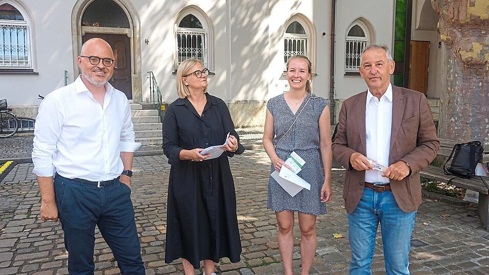 Florian Plajer (von links), Kerstin Dre&szlig;el (Klimaforschung), Katharina Sch&auml;tz und Ludwig Artinger erkl&auml;rten ihre Ans&auml;tze f&uuml;r Klimaresilienz.