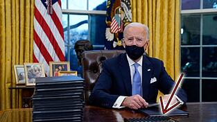 Dieses Detail auf den Bildern aus dem Oval Office hat die Netzgemeinde fasziniert. Wie Recherchen ergaben, hat die Stiftekiste auf dem präsidialen Schreibtisch Tradition.