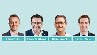 Julian Preidl (28 Jahre, aus Bad Kötzting, Freie Wähler), Tobias Gotthardt (46 Jahre, aus Kallmünz, Freie Wähler), Dieter Arnold (50 Jahre, aus Lappersdorf, AfD), Stefan Ebner (43 Jahre, aus Viechtach, CSU).