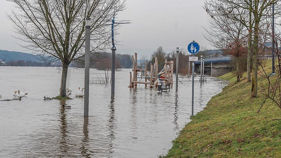 Auch in Vilshofen stieg die Donau &uuml;ber die Ufer.