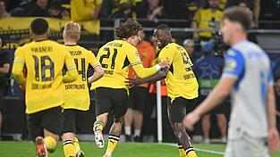 Sorgten in der Dortmunder Offensive für Gefahr: Fábio Silva (l) und Serhou Guirassy. Sorgten in der Dortmunder Offensive für Gefahr: Fábio Silva (l) und Serhou Guirassy.
