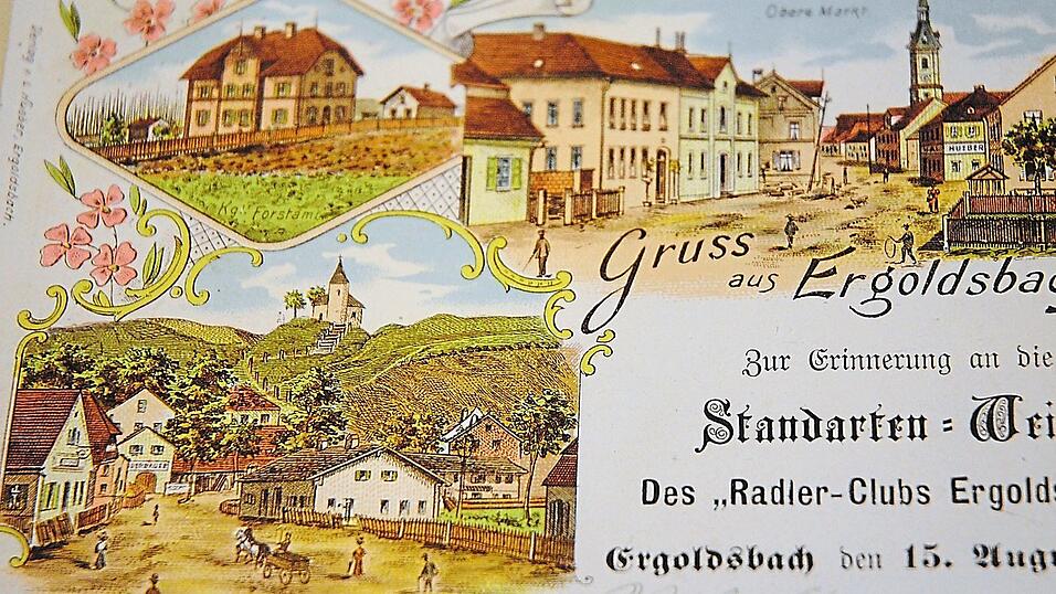 Die erste Ansichtskarte von Ergoldsbach stammt aus dem Jahr 1897. Das Motiv wurde für die Standarten-Weihe des damaligen Radler-Clubs verwendet. Die erste Ansichtskarte von Ergoldsbach stammt aus dem Jahr 1897. Das Motiv wurde für die Standarten-Weihe des damaligen Radler-Clubs verwendet.