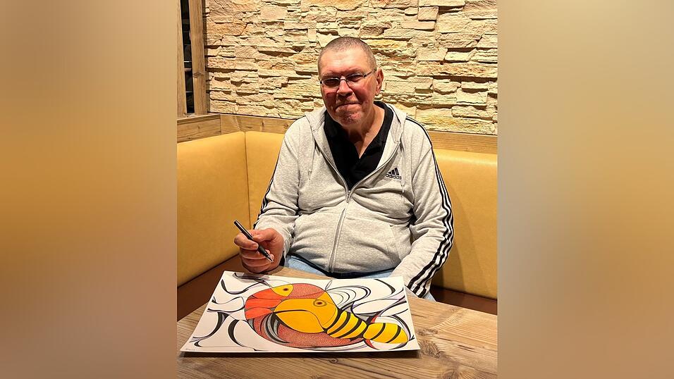 Uwe Frank malt gerne im Burgweintinger Brunner B&auml;cker.