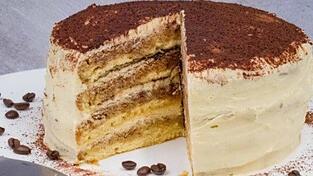 So sieht die fertige Tiramisu-Torte aus.