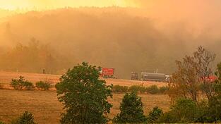 Auch in der Nacht kämpfen Feuerwehrleute gegen die Flammen. Auch in der Nacht kämpfen Feuerwehrleute gegen die Flammen.