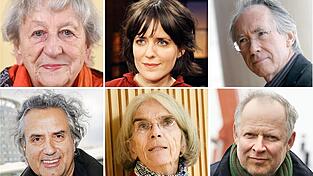 Verl&auml;ssliche Literaturgr&ouml;&szlig;en (oben, von links): Ingrid Noll, Sarah Kuttner, Ian McEwan und (unten, von links) Friedrich Ani, Donna Leon und Axel Milberg