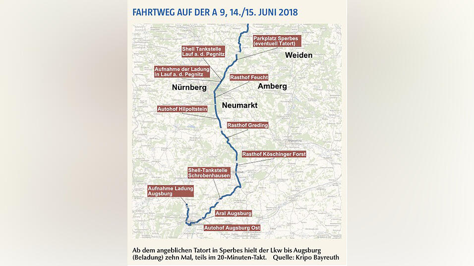 Die Route eines Gewaltverbrechens.