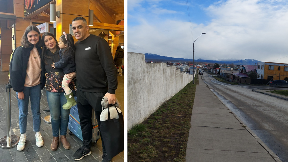 Links: Emily Spanner mit ihrer Gastfamilie. Rechts: Ein Blick in eine Straße von Puerto Natales. Die Stadt hat knapp 20.000 Einwohner und liegt ganz im Süden von Chile. Links: Emily Spanner mit ihrer Gastfamilie. Rechts: Ein Blick in eine Straße von Puerto Natales. Die Stadt hat knapp 20.000 Einwohner und liegt ganz im Süden von Chile.