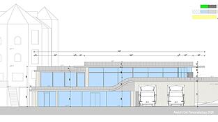 Blick auf den geplanten zweigeschossigen Anbau am Wellnesshotel Bayerwaldhof in Liebenstein