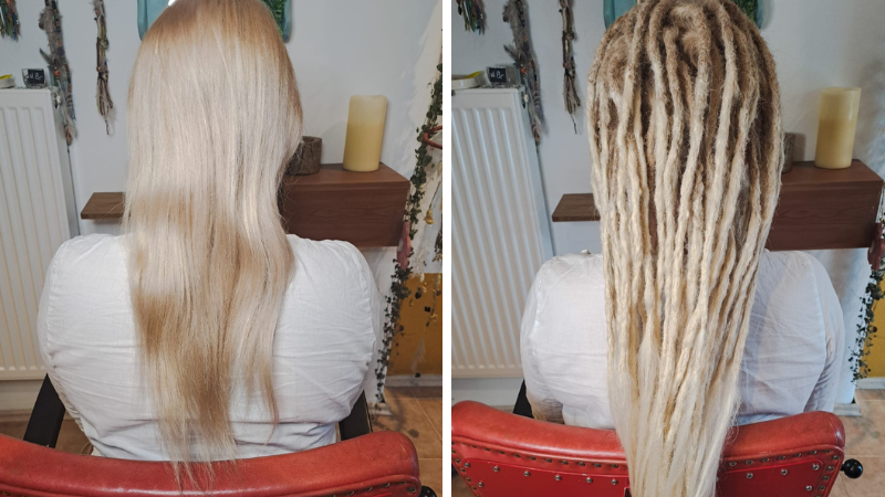 Vorher - nachher: Knapp sechs Stunden dauert die Verwandlung von Haaren in Dreadlocks. Vorher - nachher: Knapp sechs Stunden dauert die Verwandlung von Haaren in Dreadlocks.