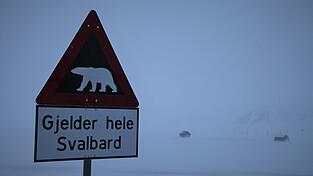 Ein Schild warnt auf Spitzbergen vor Eisbären. (Symbolbild)