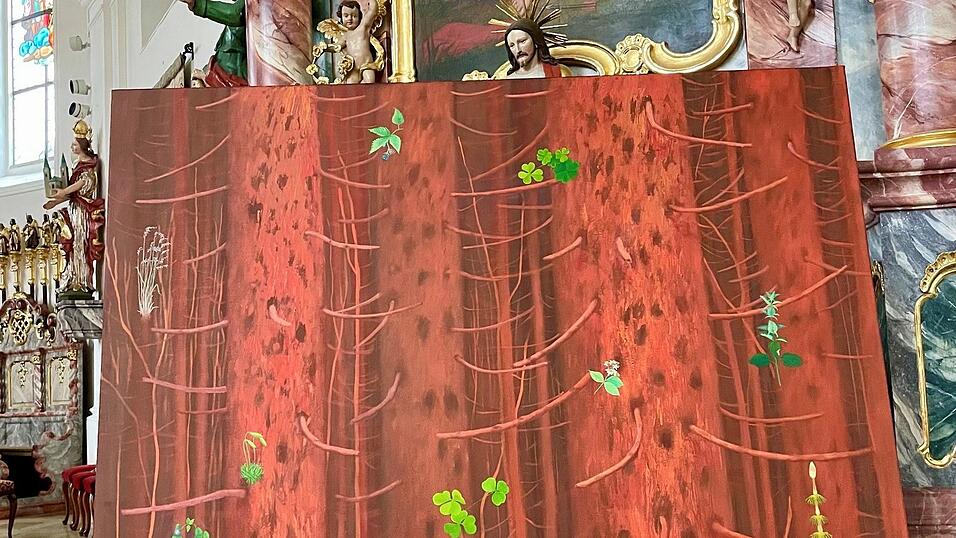 Das Bild „Ringel ringel reihen“ (Ausschnitt) ist in der Kirche ausgestellt. Das Bild „Ringel ringel reihen“ (Ausschnitt) ist in der Kirche ausgestellt.