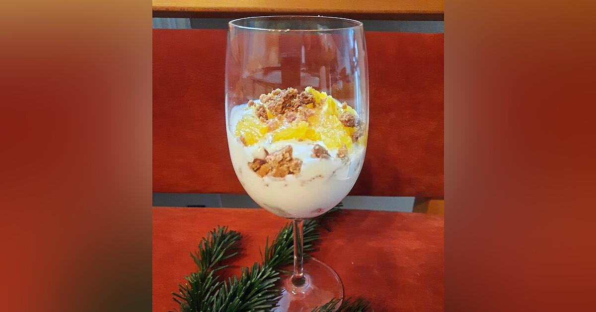 Schichtdessert aus Butterplätzchen