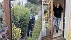 Andreas Kruse an der aufgehebelten Terrassentür, durch die der Einbrecher ins Haus gelangte (rechtes Bild). Die Bilder der Überwachungskamera zeigen den mutmaßlichen Täter (links). Andreas Kruse an der aufgehebelten Terrassentür, durch die der Einbrecher ins Haus gelangte (rechtes Bild). Die Bilder der Überwachungskamera zeigen den mutmaßlichen Täter (links).