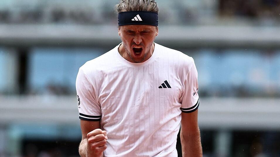Zverev jubelt &uuml;ber einen Punktgewinn.