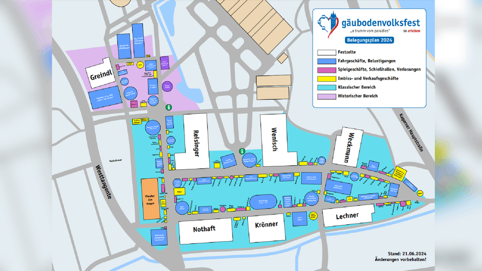 Der Aufstellungsplan für das Gäubodenvolksfest 2024.