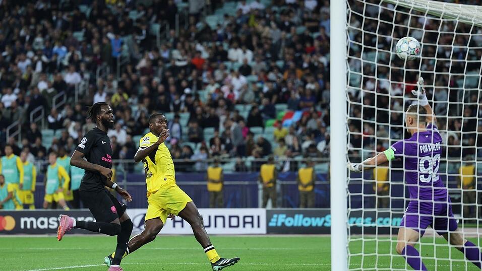 Das Siegtor im Olympiastadion: Guirassy trifft zum 2:1. Das Siegtor im Olympiastadion: Guirassy trifft zum 2:1.