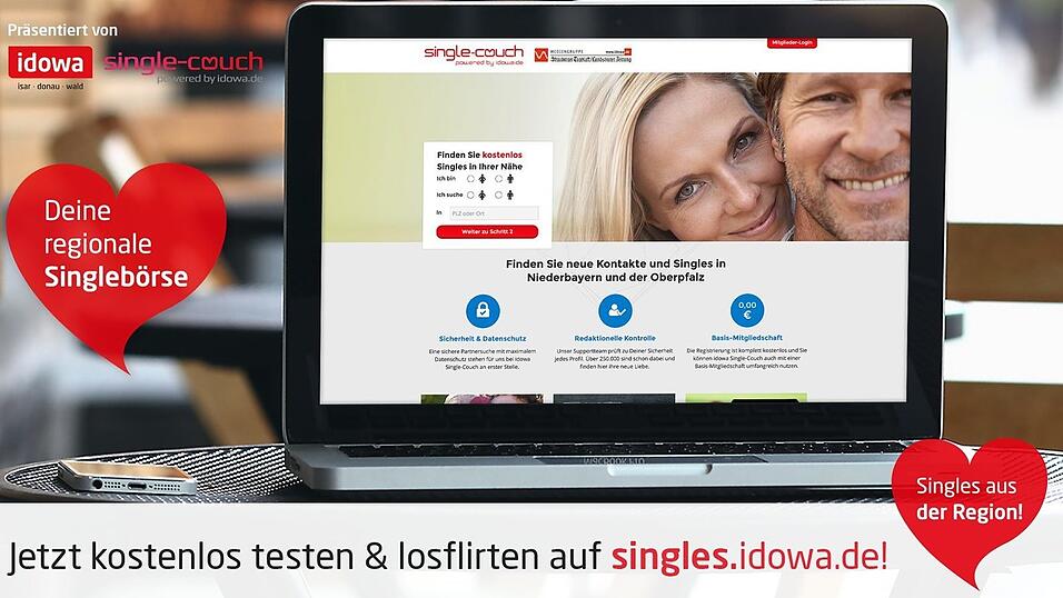 Unter singles.idowa.de flirten und verlieben sich hauptsächlich Singles aus Städten und Dörfern in Niederbayern und der Oberpfalz. Unter singles.idowa.de flirten und verlieben sich hauptsächlich Singles aus Städten und Dörfern in Niederbayern und der Oberpfalz.