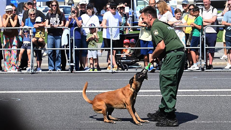 Hundeführer zeigten mit ihren Hunden ihr Können. Hundeführer zeigten mit ihren Hunden ihr Können.