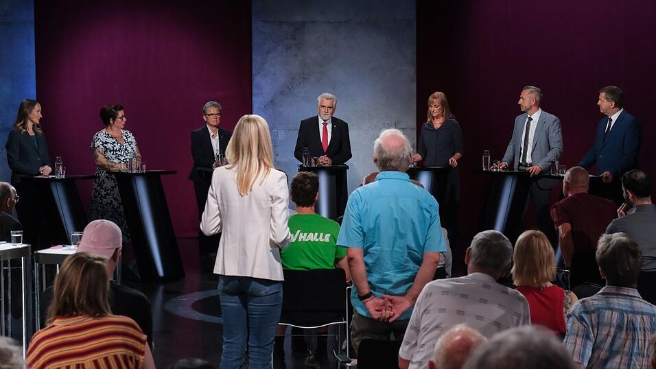 Die Spitzenkandidaten zur Landtagswahl in Sachsen-Anhalt stellten sich den Fragen aus dem Publikum. Die Spitzenkandidaten zur Landtagswahl in Sachsen-Anhalt stellten sich den Fragen aus dem Publikum.