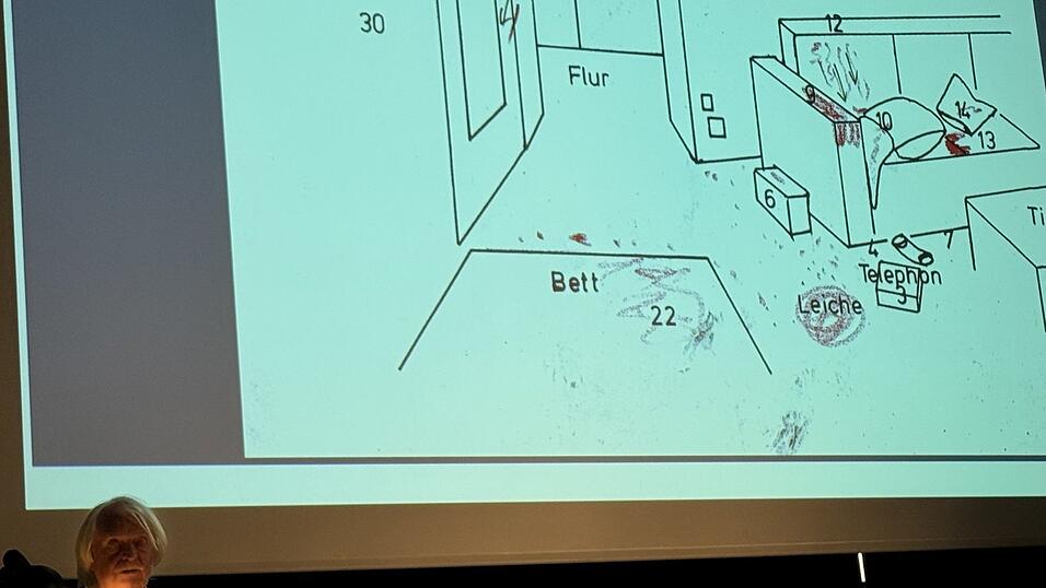 Axel Petermann sprach unter anderem &uuml;ber einen Serienm&ouml;rder. Dazu zeigte er die Tatortskizze des zweiten Mordes.