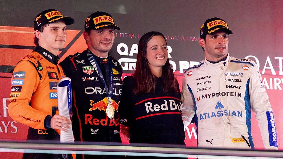 Red Bulls Strategin Hannah Schmitz durfte diesmal mit aufs Podium.