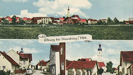 Sossau, Postkarte gelaufen 1961. Und Alburg, 1960er Jahre, Postkarte.