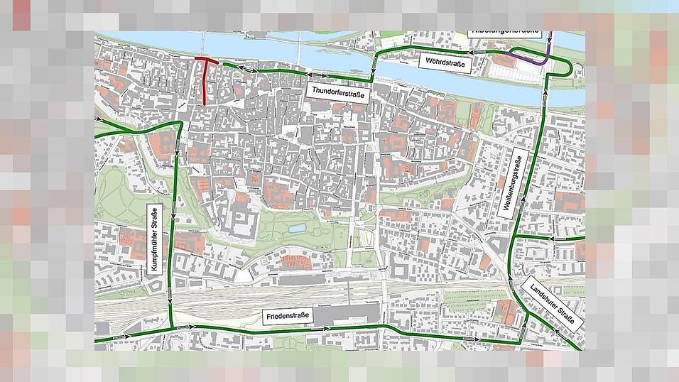 Die Umleitungsstrecke, die bis Mitte Juni gilt.