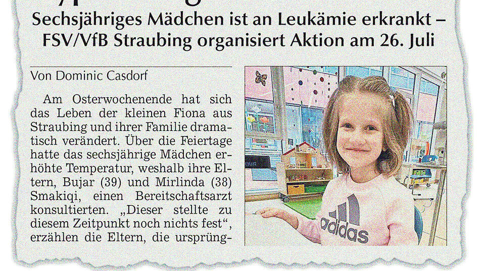 Das Straubinger Tagblatt berichtete über Fionas Erkrankung.