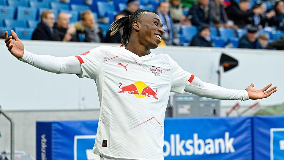 Yan Diomande jubelt über das 1:0 für Leipzig Yan Diomande jubelt über das 1:0 für Leipzig