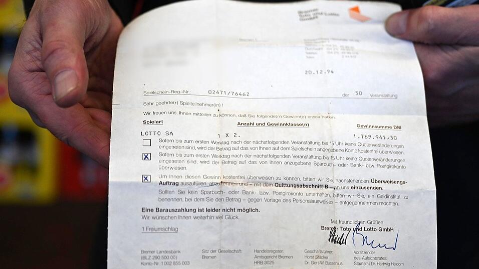 Intemann hat 1994 fast 1,8 Millionen Mark im Lotto gewonnen.