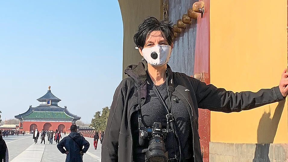 Nur mit Maske: Angelica Schwab in Peking.