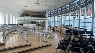 Der Plenarsaal im Magdeburger Landtag wird umgebaut. Der Plenarsaal im Magdeburger Landtag wird umgebaut.