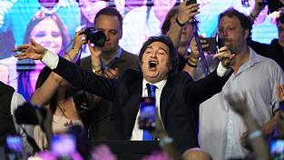Argentiniens Präsident Javier Milei feiert triumphierend seinen überraschenden Sieg bei der Parlamentswahl. Argentiniens Präsident Javier Milei feiert triumphierend seinen überraschenden Sieg bei der Parlamentswahl.