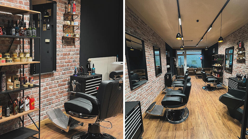 Die W&auml;nde in seinem Barbershop hat der 24-J&auml;hrige in Ziegelsteinoptik gehalten, dazu passen die schwarzen Fris&ouml;rst&uuml;hle.