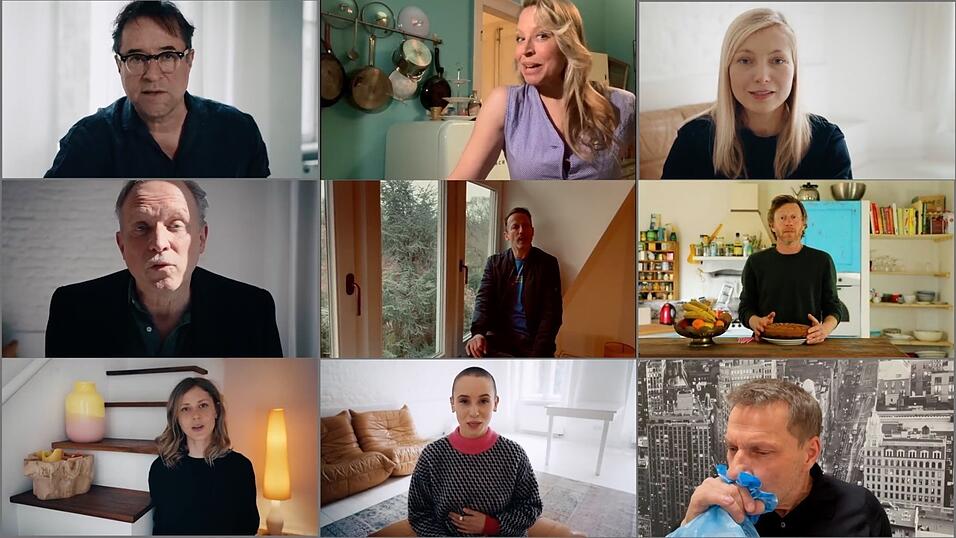 Jan-Josef Liefers (links oben) ist nur einer von vielen Schauspielern, die sich an der Aktion beteiligt haben - und heftige Kritik einstecken mussten. Jan-Josef Liefers (links oben) ist nur einer von vielen Schauspielern, die sich an der Aktion beteiligt haben - und heftige Kritik einstecken mussten.