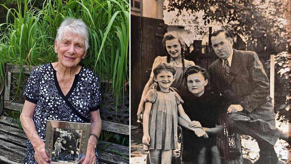 Helga Wackerbauer-Weintz mit dem einzigen Familienfoto, das ihr noch geblieben ist (links). Eine Cousine rettete das Bild aus dem damaligen Jugoslawien. Das rechte Foto zeigt sie (hinten links) zusammen mit ihrer kleinen Schwester Hilde (vorne links) und ihren Eltern Dr. Peter Weintz und Karolina Weintz vor 1944. Helga Wackerbauer-Weintz mit dem einzigen Familienfoto, das ihr noch geblieben ist (links). Eine Cousine rettete das Bild aus dem damaligen Jugoslawien. Das rechte Foto zeigt sie (hinten links) zusammen mit ihrer kleinen Schwester Hilde (vorne links) und ihren Eltern Dr. Peter Weintz und Karolina Weintz vor 1944.