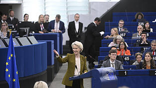 Ursula von der Leyen (CDU) versuchte mit ihrer Rede auch, die Unterstützung des Mitte-links-Lagers zurückzugewinnen.