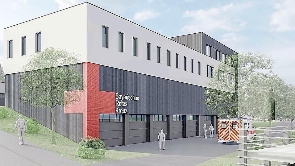 So soll die neue Rettungswache von der Tiergartenstra&szlig;e aus betrachtet aussehen: unten die Garagen, in der Mitte Platz f&uuml;r Aufenthalts- und Ausbildungsr&auml;ume und oben die Verwaltung.